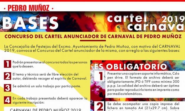 Pedro Muñoz convoca el concurso de cartel para anunciar su carnaval 2019