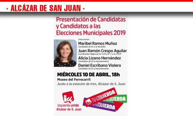 Izquieda Unidad de Alcázar de San Juan presentará su candidatura el miércoles 10 de abril