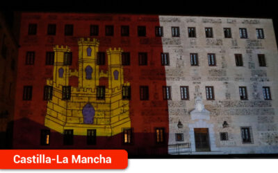 Iluminación artística en Las Cortes para conmemorar el Día de Castilla-La Mancha